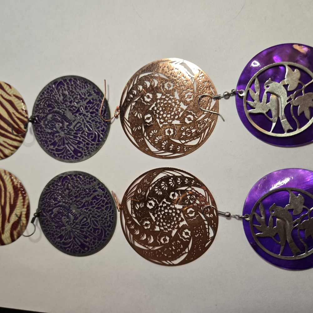 Purple and Gold Circular Earrings